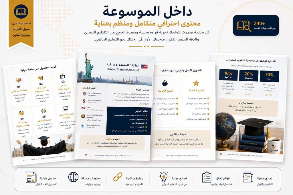 موسوعة المنح الدراسية العالمية 2026 | دليل الدراسة بالخارج والمنح الممولة